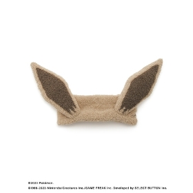 Beige plush hair band with two upright Eevee-style ears shown on a white background.