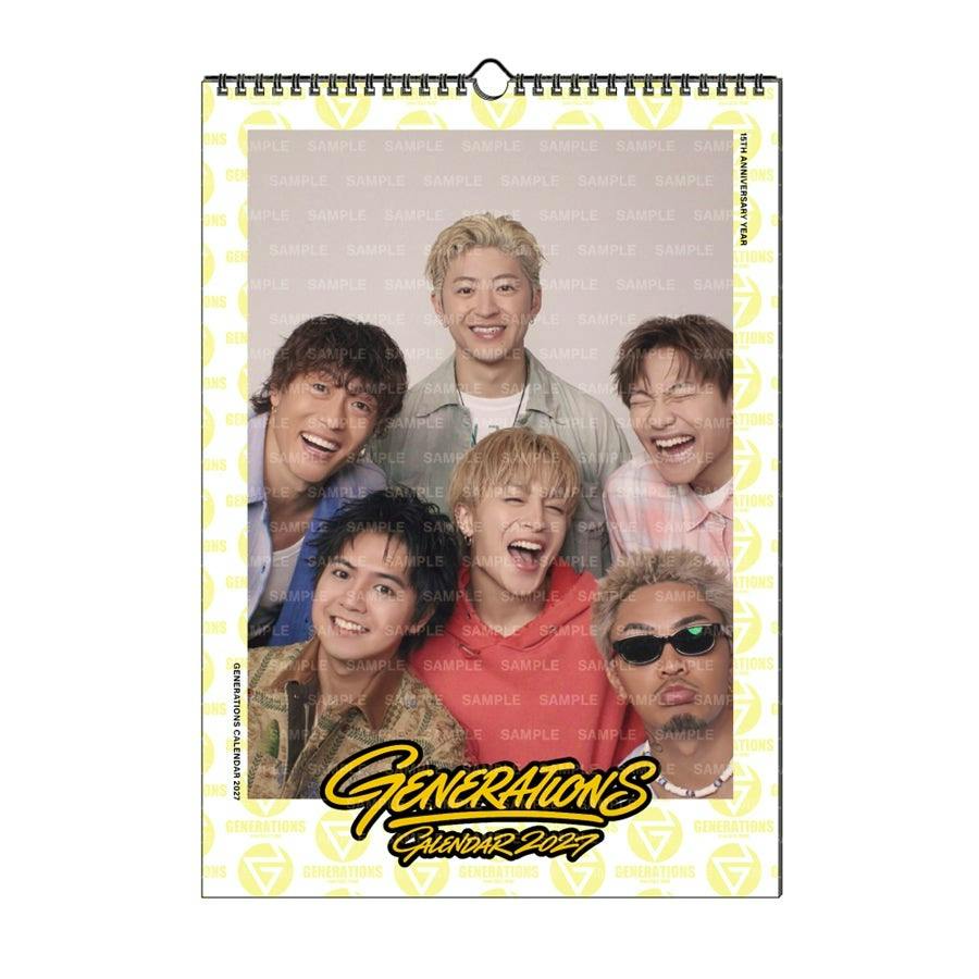 Wall calendar front cover showing a group photo with the "GENERATIONS Calendar 2027" logo.