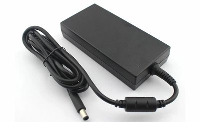 Black AC adapter for Dell G3/G5/G7 with attached cable and barrel connector on a white background.