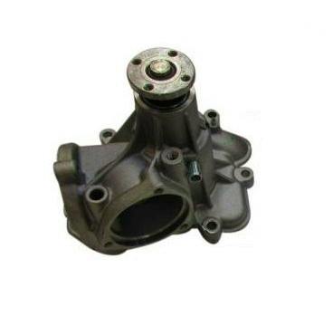 Mercedes-Benz water pump for E-Class W124 shown at an angle, displaying the housing, mounting holes, and pulley hub.