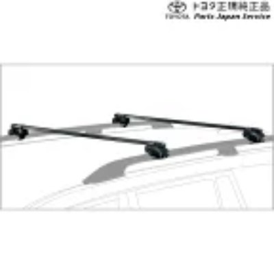 Rendered illustration of roof cross-bars mounted on a vehicle with roof rails.