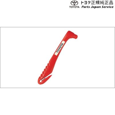 Red Toyota Rescueman III emergency hammer and cutter tool displayed on a white background.