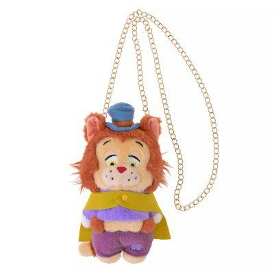 Plush pochette pouch in the shape of a small character wearing a top hat and cape, with a gold-colored chain strap.