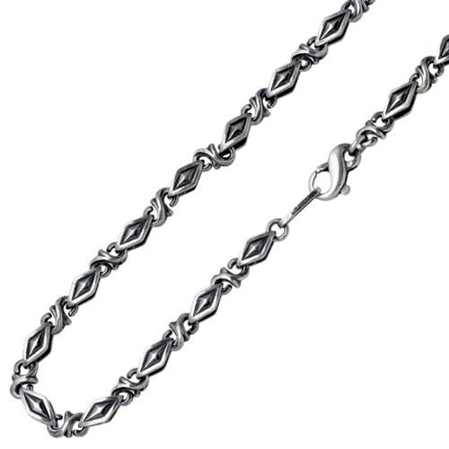 Silver GIGOR patterned necklace chain (45cm) with lobster clasp photographed on a white background.
