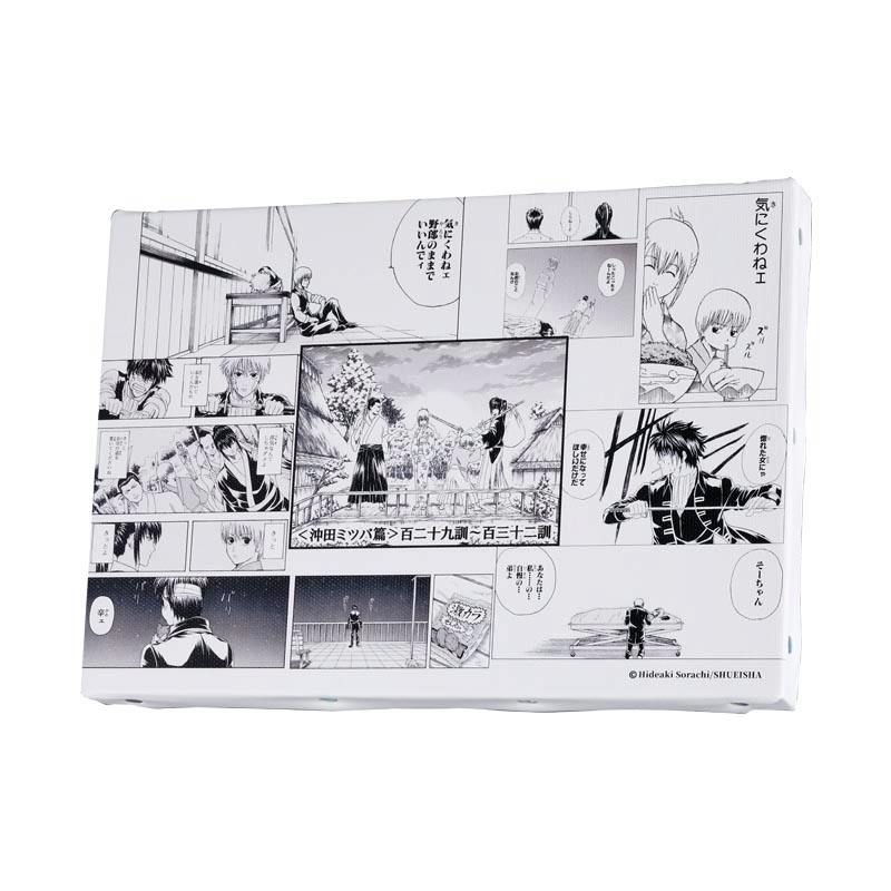 Rectangular art board printed with black-and-white Gintama manga panels.