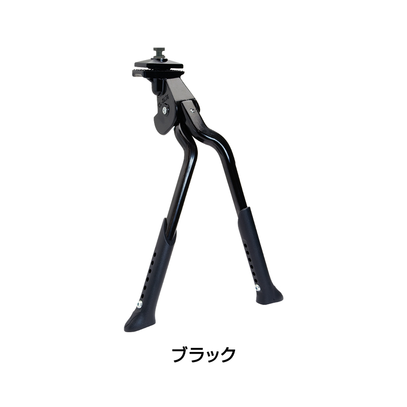 Black adjustable double-leg center stand for bicycles shown on a white background.