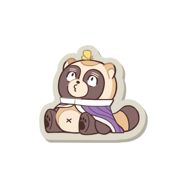 Front view of the embroidered patch badge for Golden Kamuy showing a stylized animal character wearing a purple cape.