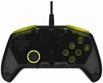 Front view of the GRAPHT Omni 6 for PC frosted black wired game controller showing face buttons, D-pad, and cable.