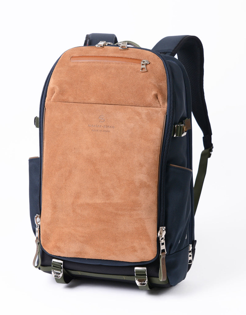 Front three-quarter view of the Grave Daypack No.03171 cow leather bag on a white background.