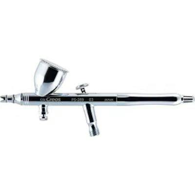 Side view of a chrome double-action GSI Creos Procon BOY PS-289 airbrush.