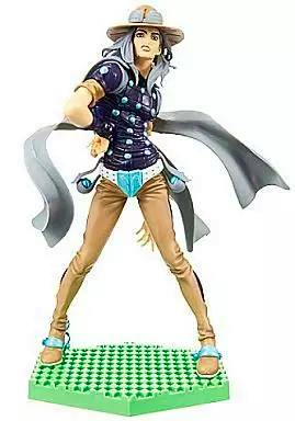 Painted plastic figure of Gyro Zeppeli from JoJo's Bizarre Adventure Part 7 standing on a green base.
