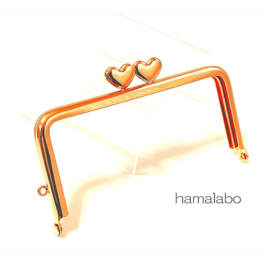 A 12cm rectangular rose-gold/pink-gold heart clasp purse frame shown against a white background.