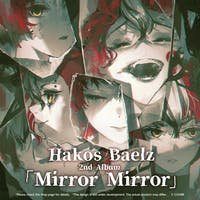 Illustrated cover art for Hakos Baelz 2nd Album "Mirror Mirror" showing several stylized faces and the album title.