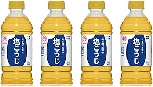 Four bottles of Hanamaruki Commercial Liquid Salt Koji (500 ml) with blue labels and yellow caps on a white background.
