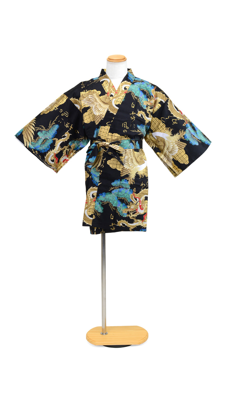Front view of the HANTEN Dragon and Eagle coat with dragon and eagle print displayed on a mannequin.