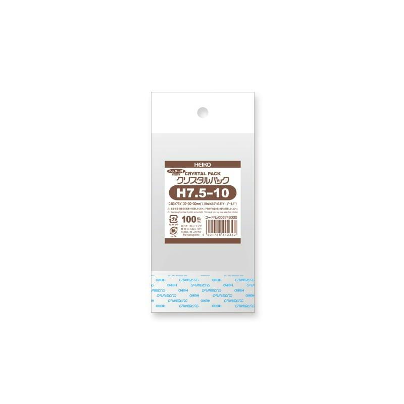 Clear HEIKO OPP crystal pack with a header and a front label showing “H7.5-10” and “100”.