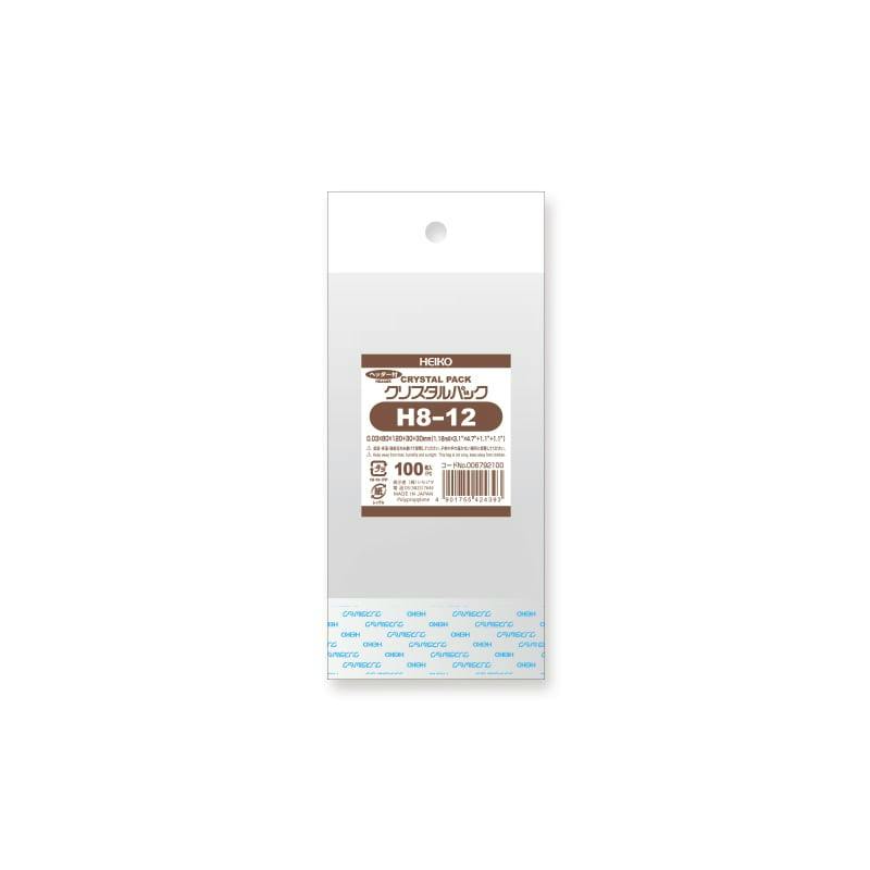 Front view of a HEIKO OPP crystal pack H8-12 with a header and product label visible.
