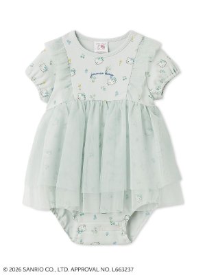 Hello Kitty patterned tulle romper romper/bodysuit displayed flat on a white background.
