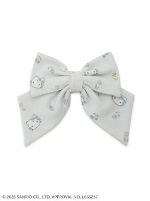 Hello Kitty patterned ribbon hair pin (organic cotton) photographed on a white background.