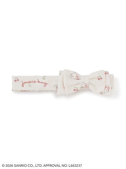 Hello Kitty patterned ribbon hair band on a white background.