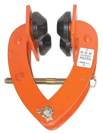 Orange Three Etch Pipe Trolley PQ350 showing the trolley body with two pairs of black rollers and a central adjustment screw.