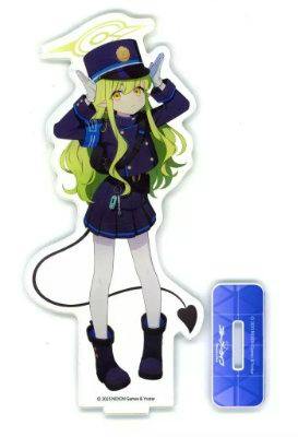 Photo of the acrylic stand depicting 橘ヒカリ from Blue Archive with its separate blue rectangular base.