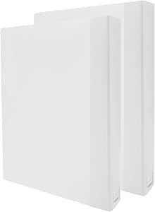 Two white A4-wide clear file binders standing side by side.
