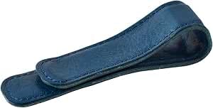 Navy leather clip for Hobonichi Techo WEEKS shown on a white background.