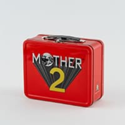 Red tin box with a "MOTHER 2" logo on the front shown on a plain background.