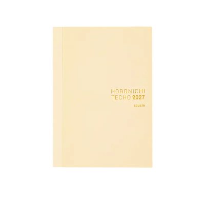Front cover of a Hobonichi Techo 2027 Cousin A5 notebook showing a cream cover with gold title text.