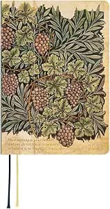 A6 Hobonichi diary front cover showing a vine pattern of leaves and clustered fruit with two ribbon bookmarks visible at the bottom.