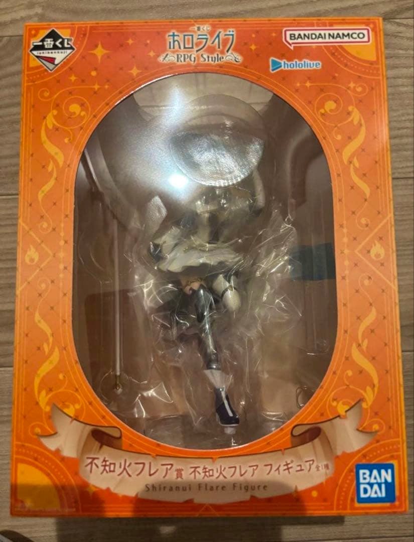 Shiranui Flare figure visible inside an orange Ichiban Kuji Bandai Namco windowed box.