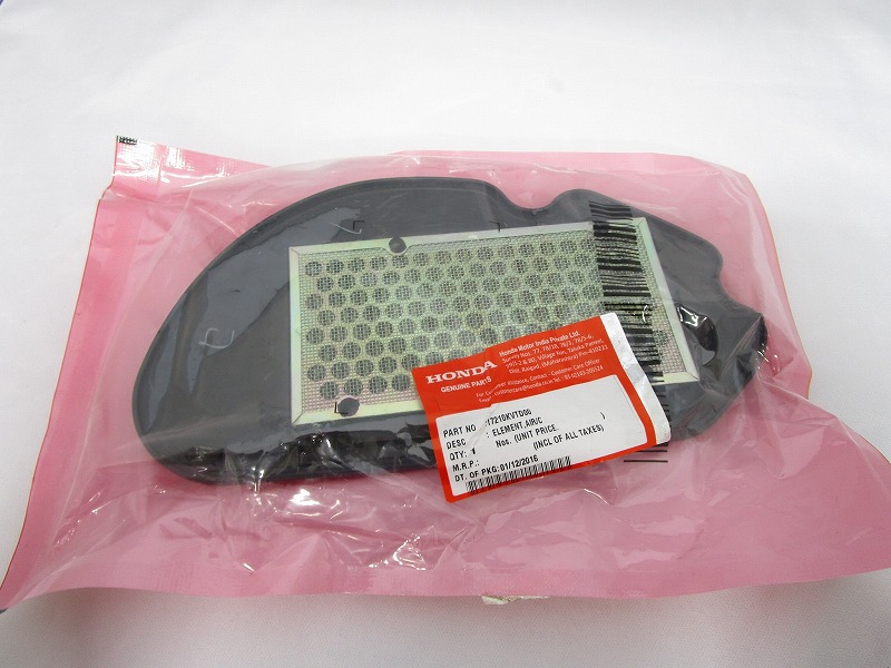 Honda motorbike air cleaner element packaged in a pink anti-static bag with an OEM Honda label visible.