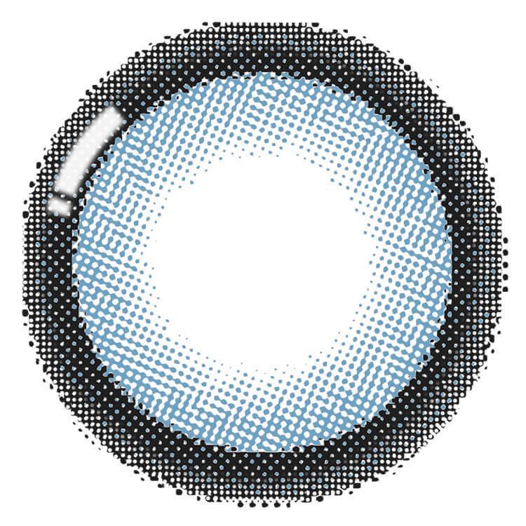 Graphic illustration of the Honey Kiss Chulun Pop Gray contact lens showing a black outer ring and light gray dotted inner pattern.
