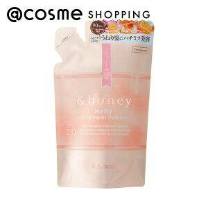 Pink refill pouch of &honey Melty Moist Repair hair treatment in pink packaging.
