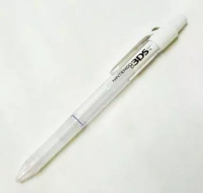 White knock-touch stylus pen for Nintendo 3DS with a clip and visible "Nintendo 3DS" branding on a white background.