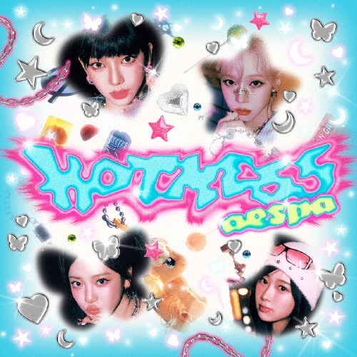 CD cover art showing the stylized "Hot Mess" title and four faces surrounded by stars, moons, hearts, and decorative elements.