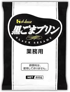 Front view of a black-and-white package of House brand black sesame pudding powder labeled 800 g.