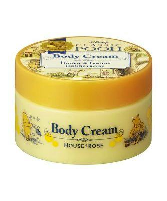 Yellow tub of House of Rose Classic Pooh body cream with Pooh illustrations on the label.