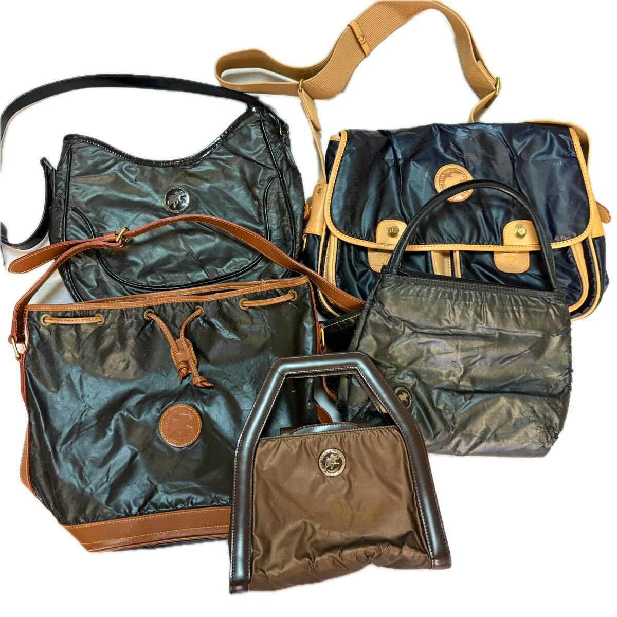 Five Hunting World bags arranged together on a white background.