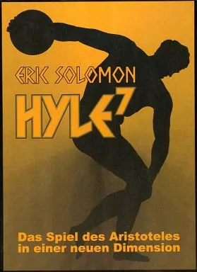 Box cover of the Hyle7 board game (German edition) showing a silhouetted discus-thrower figure and the title "HYLE7" with German subtitle.