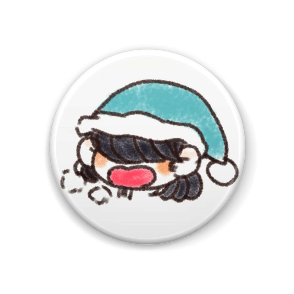 Round can badge showing a small illustrated character with dark hair wearing a teal sleeping cap.