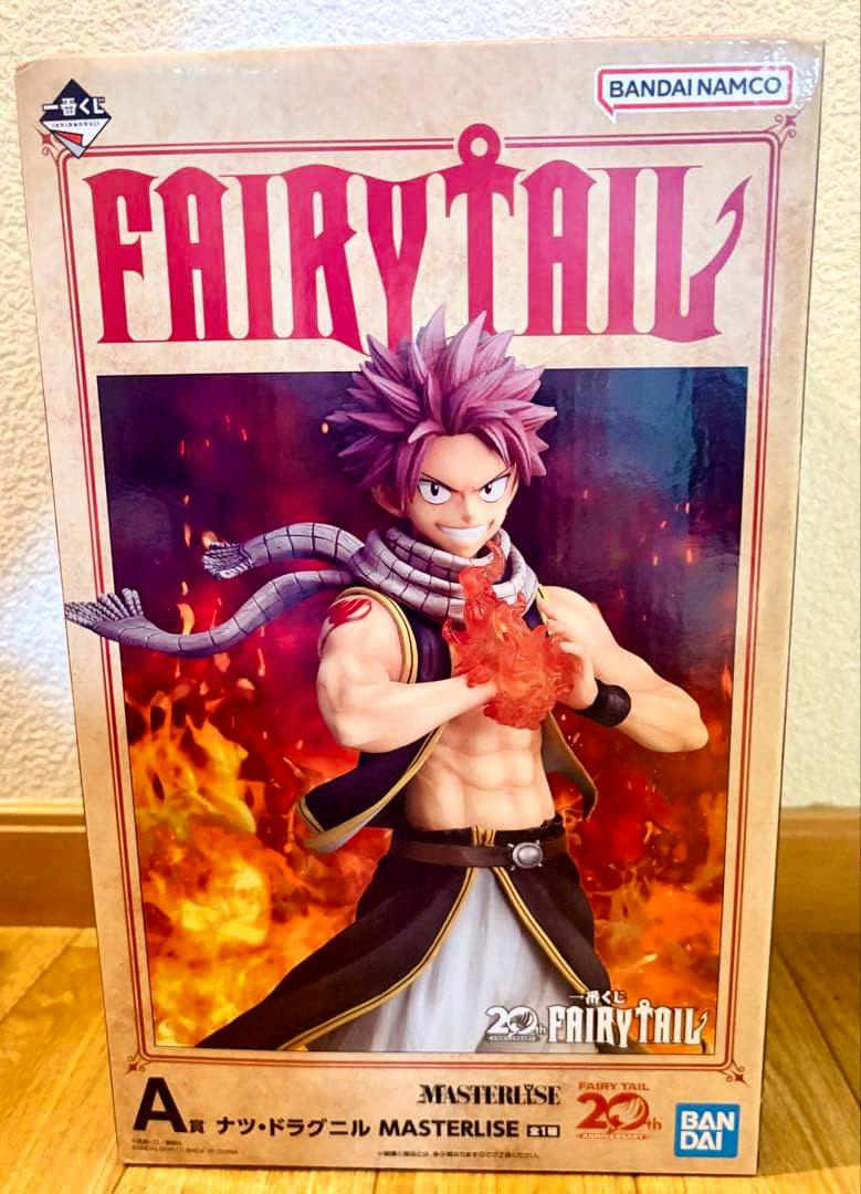 Front view of the boxed Fairy Tail Masterlise figure (Natsu) from the 20th Anniversary Ichiban Kuji set.