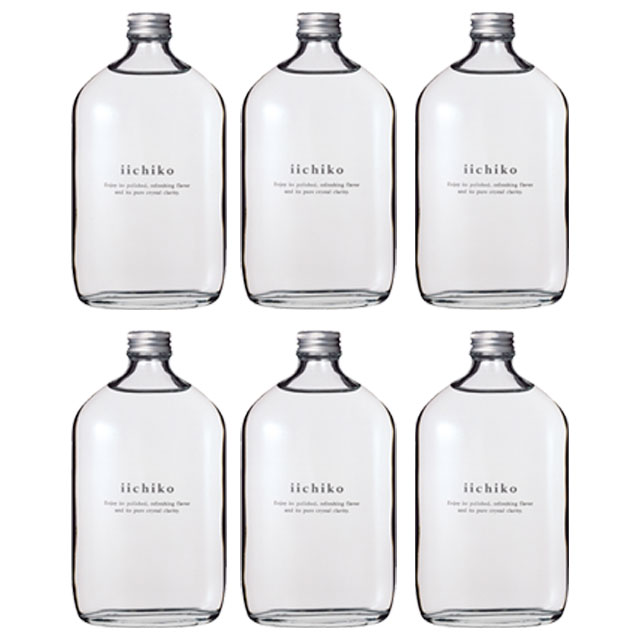 Six clear iichiko shochu bottles (300ml each) arranged in two rows of three, showing the front labels.