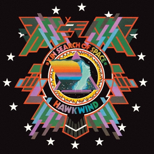Front cover art for the vinyl record, a colorful geometric design with a central circular motif and white stars.
