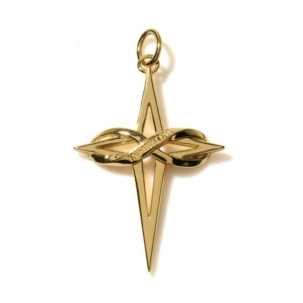 Infinity Cross Charm L YG pendant shown on a white background.