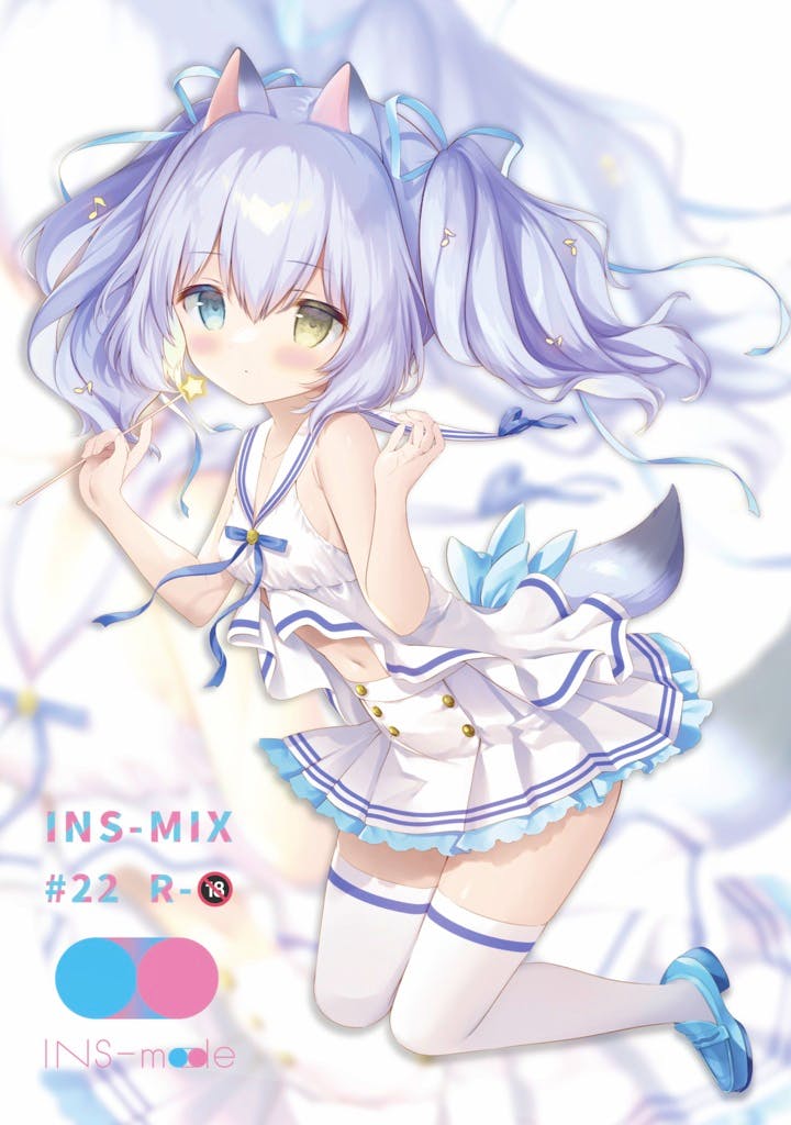Cover-style illustration of a purple‑haired anime girl in a white sailor outfit with the text “INS‑MIX #22 R‑18” visible.