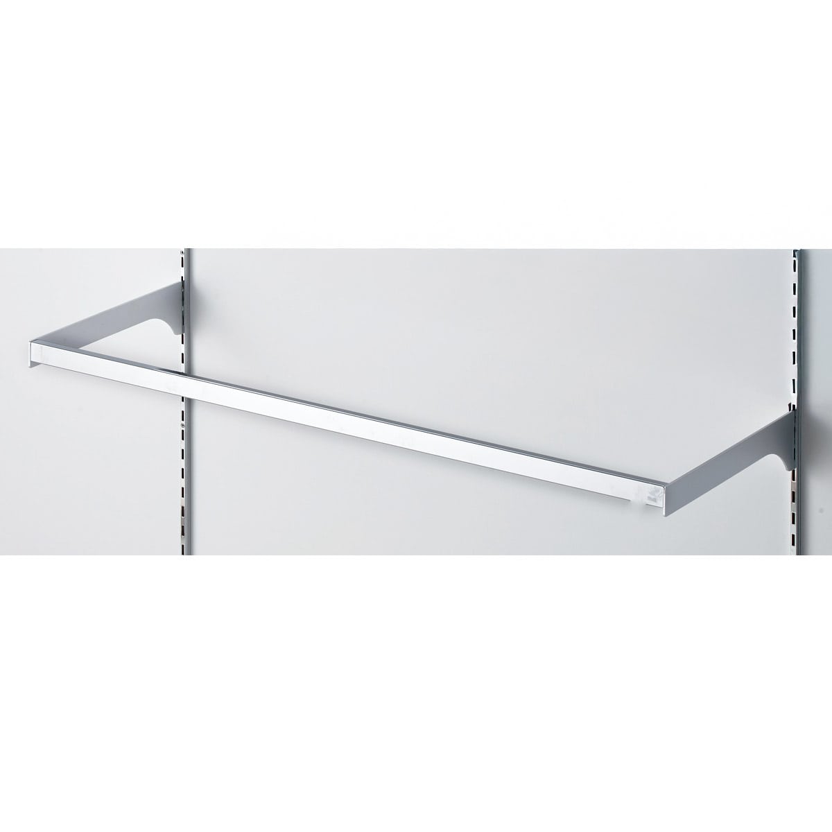 A steel mini corner bar mounted between two slotted uprights, shown for a 90cm width.
