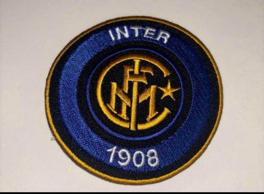 A round embroidered Inter Milano football patch showing the club crest with 'INTER' at the top and '1908' at the bottom.
