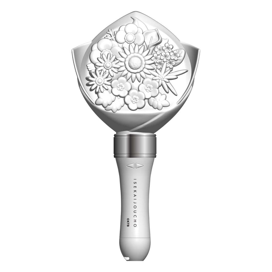 White bouquet-shaped penlight showing an embossed floral top and a white handheld grip.